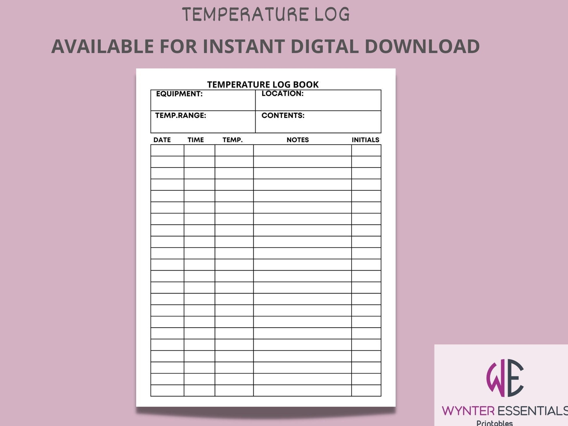 Temperature Log Daily Refrigerator Printable Temperature Check Sheet Fridge Temp Template A4 US Letter INSTANT DOWNLOAD Editable Etsy Hong Kong
