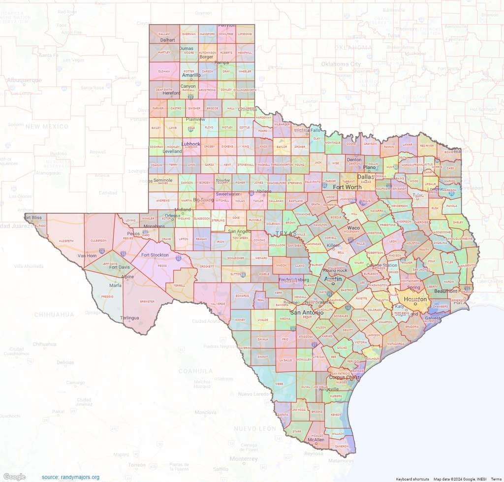 Printable Map Of Texas Counties