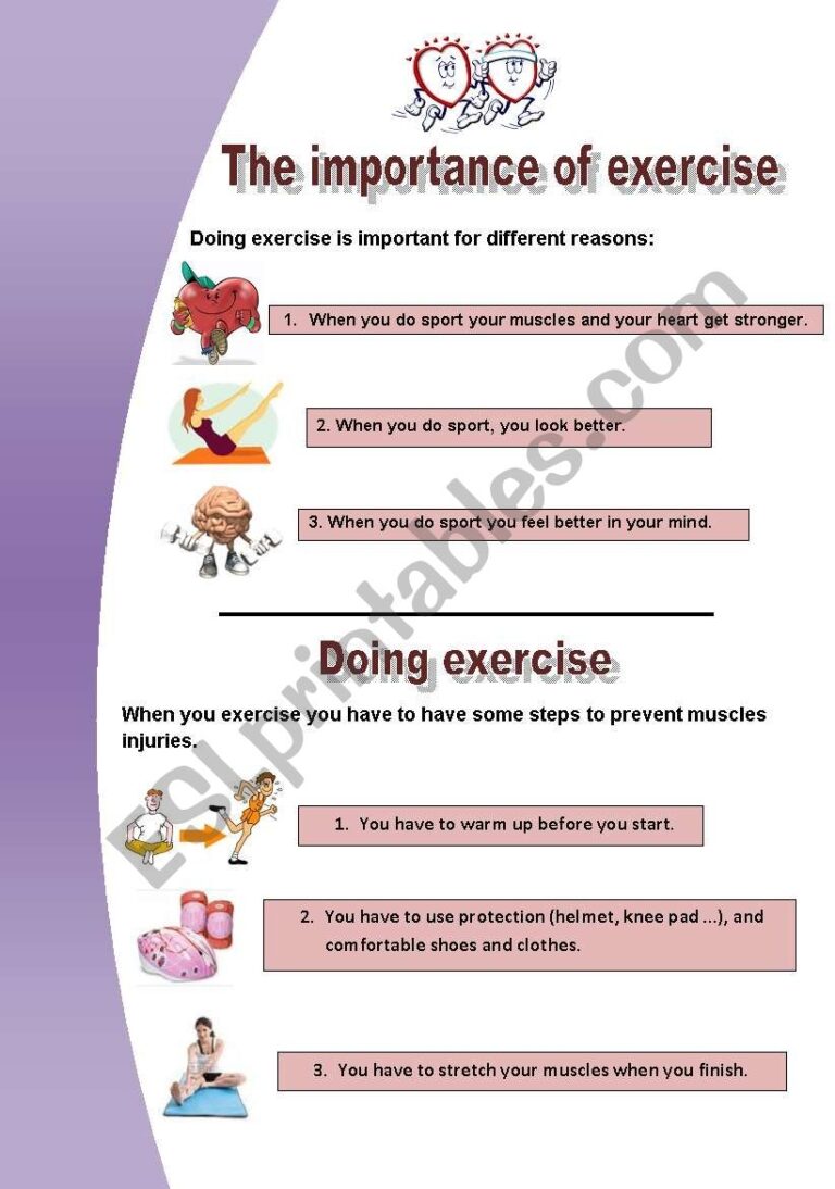 The Importance Of Exercise ESL Worksheet By Mariola PdD
