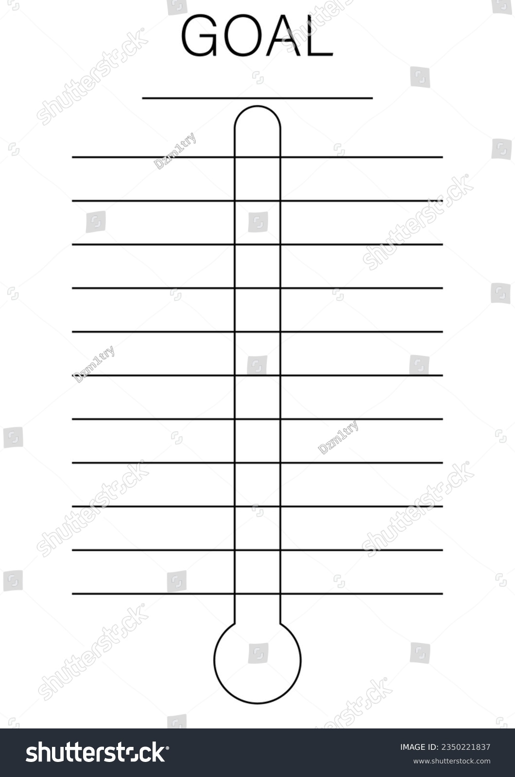 Thermometer Goal Tracker Worksheet Template Stock Vector Royalty Free 2350221837 Shutterstock