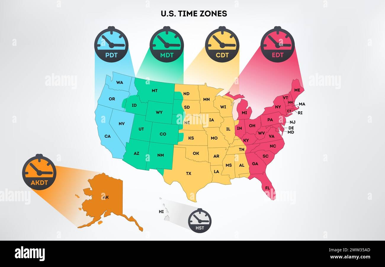 Time Zone Map Usa Hi res Stock Photography And Images Alamy