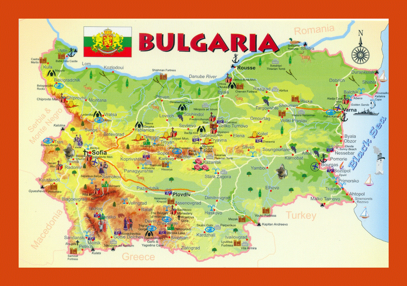 Tourist Map Of Bulgaria Maps Of Bulgaria Maps Of Europe GIF Map Maps Of The World In GIF Format Maps Of The Whole World