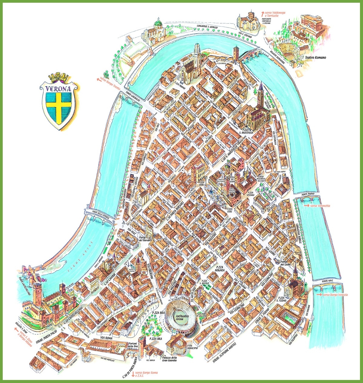Tourist Map Of Verona City Centre Ontheworldmap