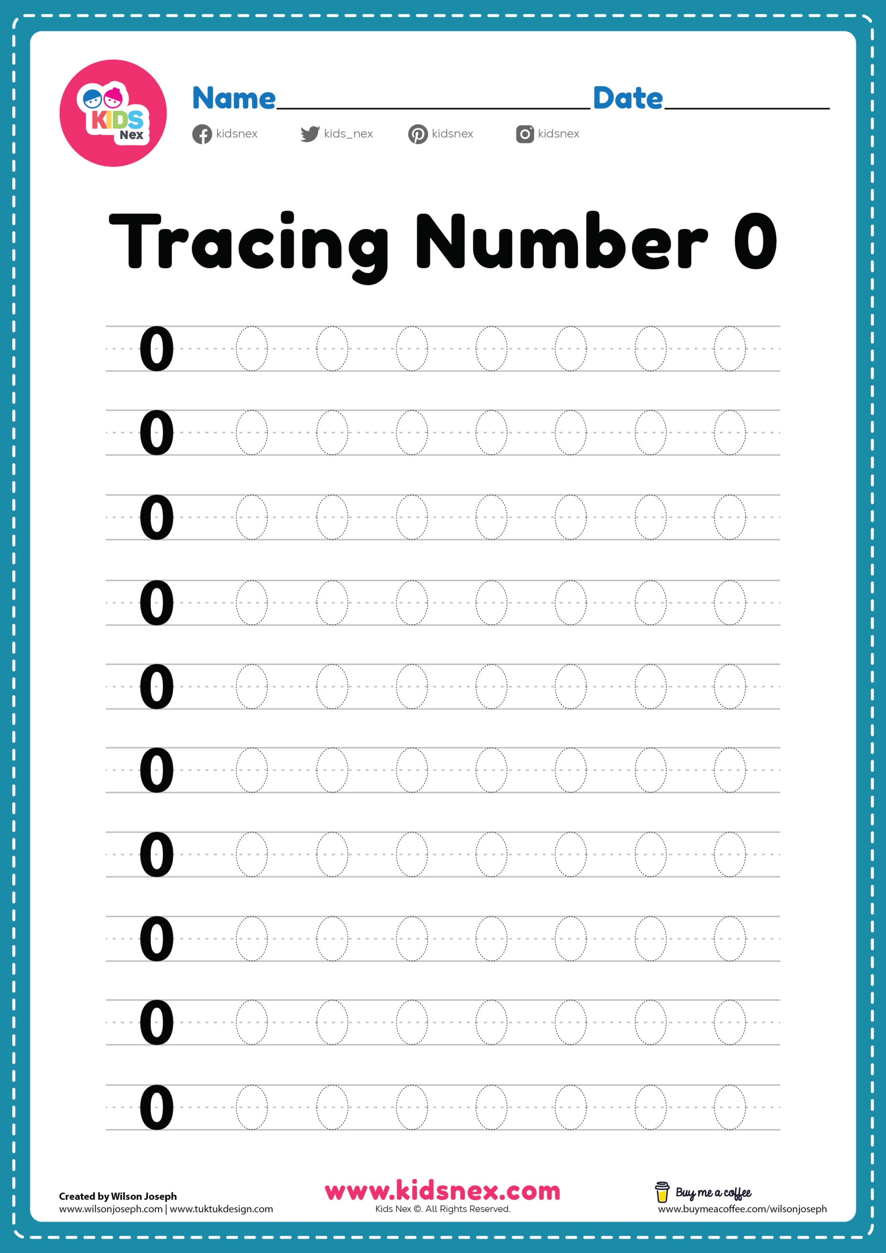 Tracing Number 0 Worksheet For Kindergarten Free PDF Printable