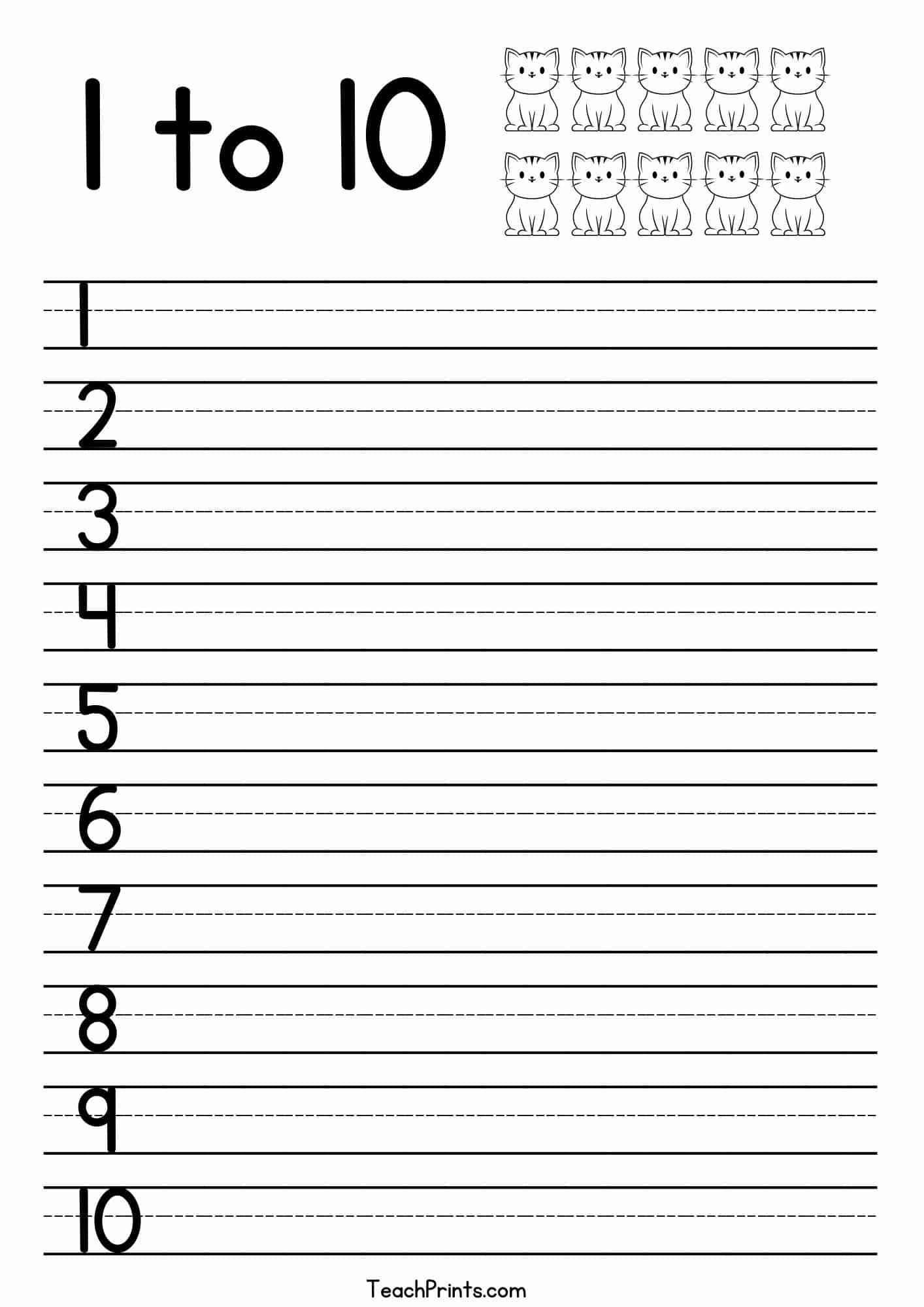 Tracing Numbers 1 10 Worksheets Free Printable Pdfs Teach Prints