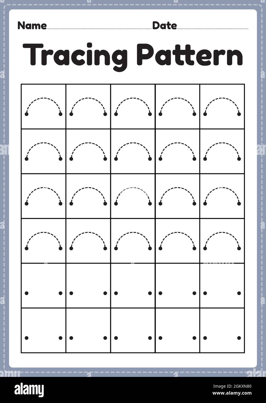 Tracing Pattern Curve Lines Worksheet For Kindergarten Preschool And Montessori School Kids To Improve Handwriting Practice Activities In A Printable Stock Vector Image Art Alamy