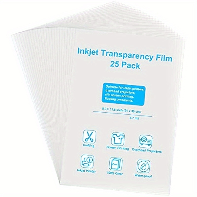 Transparency Film Overhead Projector Transparent Film 25 Sheet Pack Inkjet Printable Overhead Projector Sheets Transparency Sheets Acetate Sheets