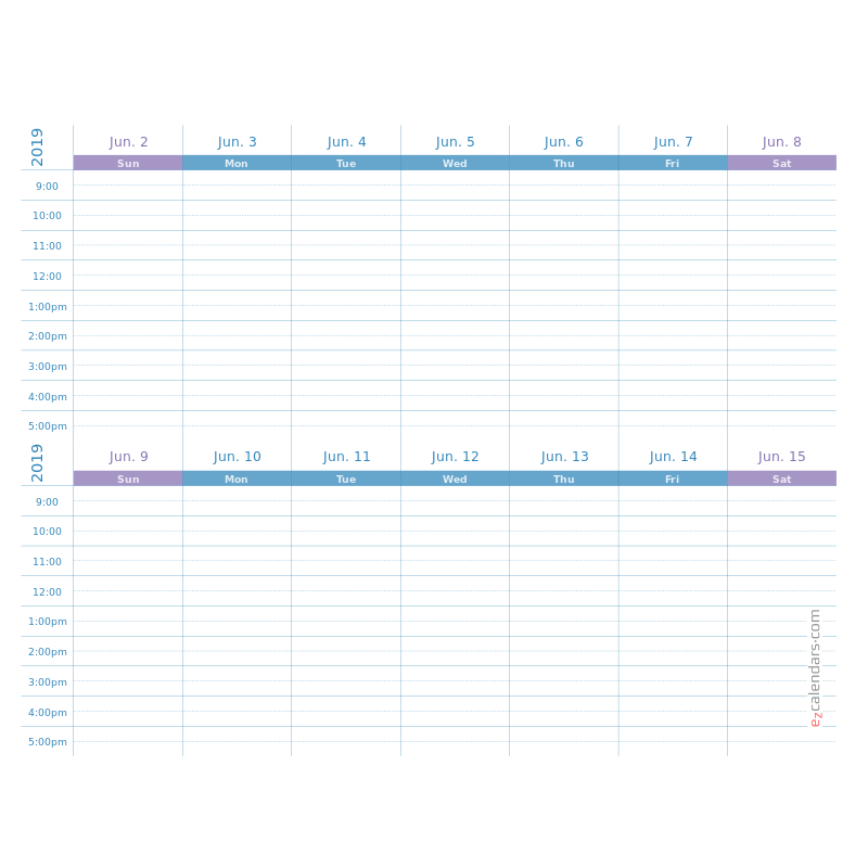 Two Weeks Appointment Schedule Template Weekly Planner EzCalendars