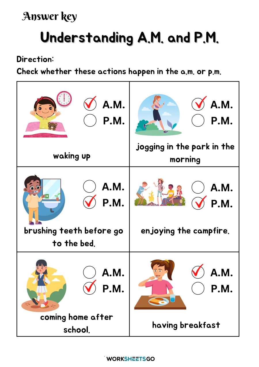 Understanding A M And P M Worksheets WorksheetsGO