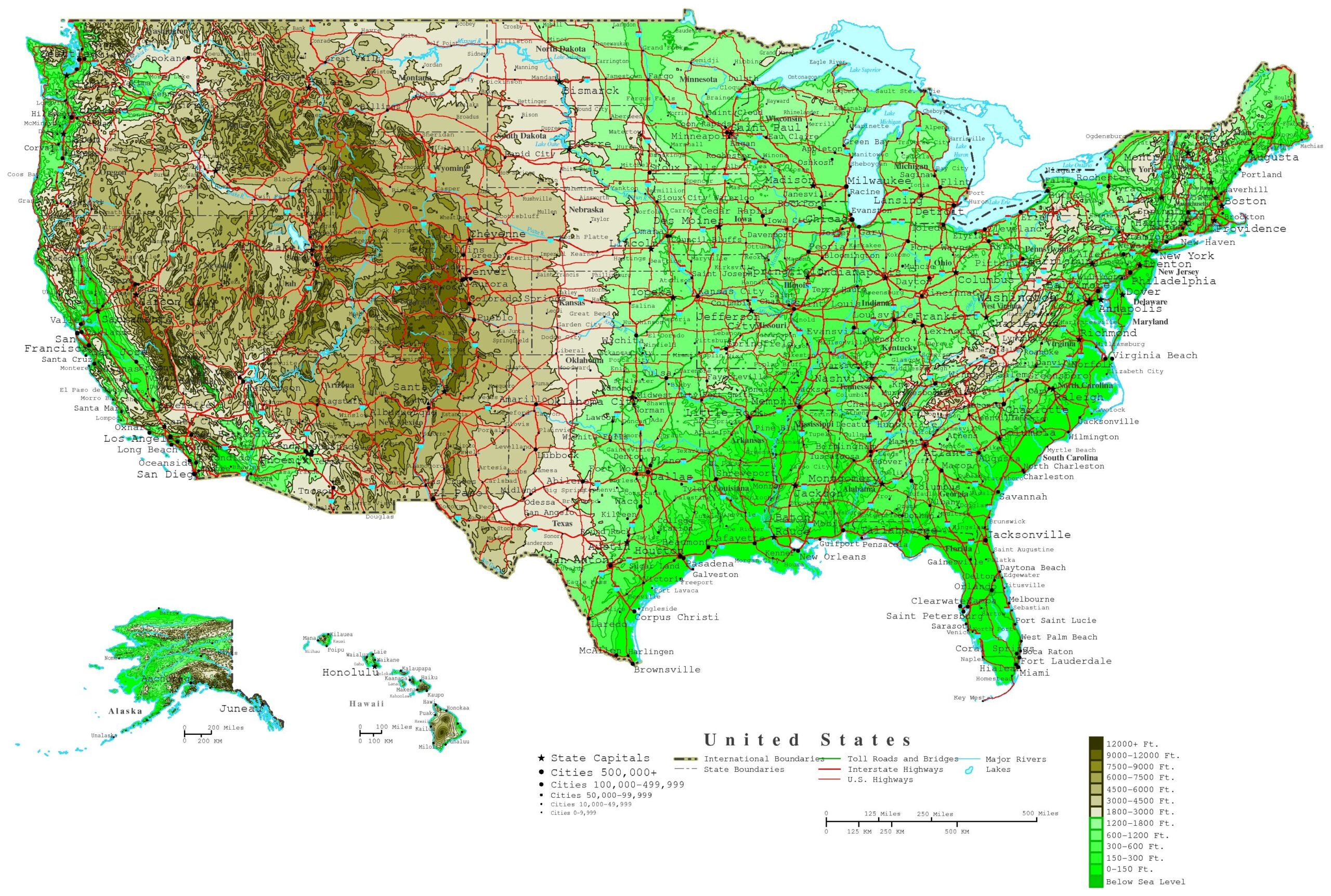 United States Contour Map