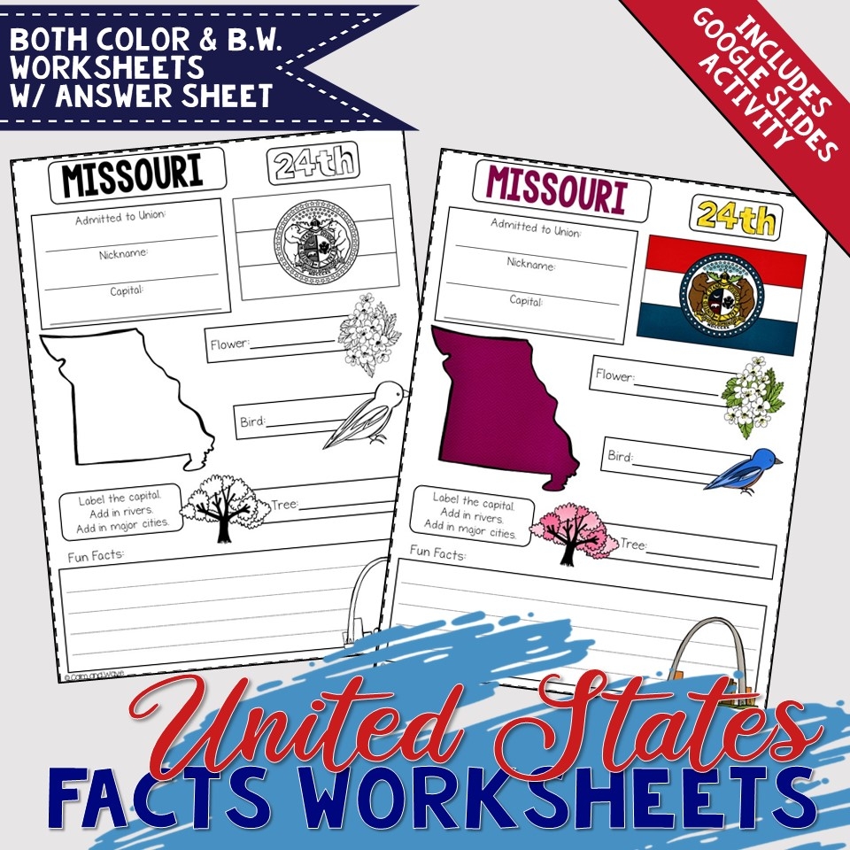 United States Facts Worksheets And Printables Homeschool Geography Calm Wave