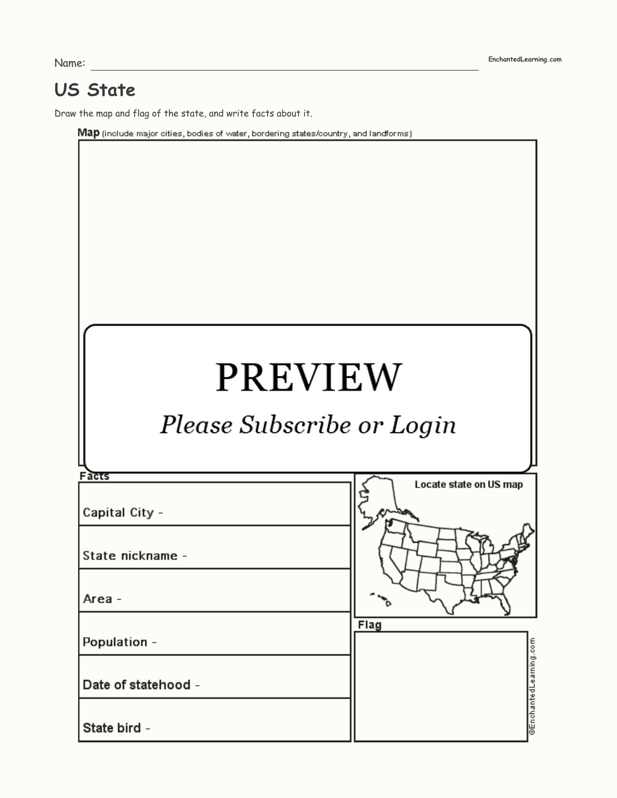 US State Report Diagram Printout 2 Graphic Organizers Enchanted Learning