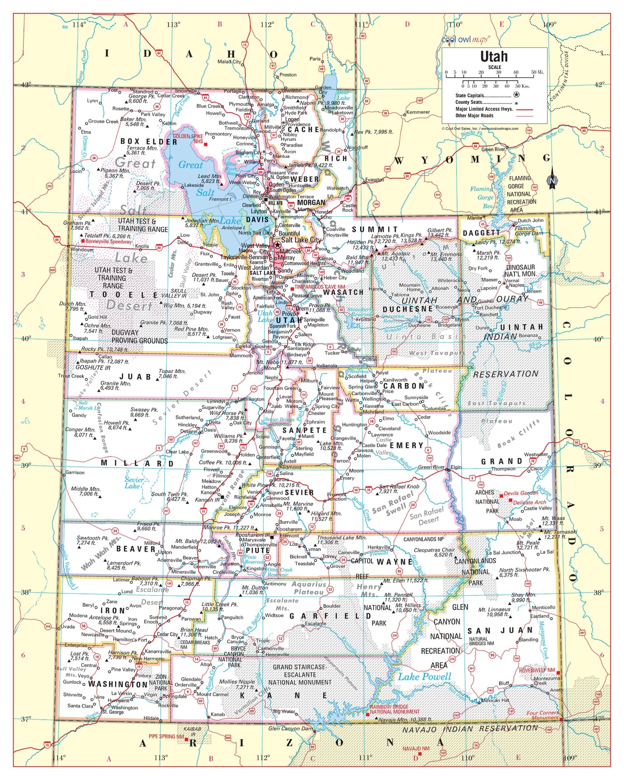 Printable Map Of Utah