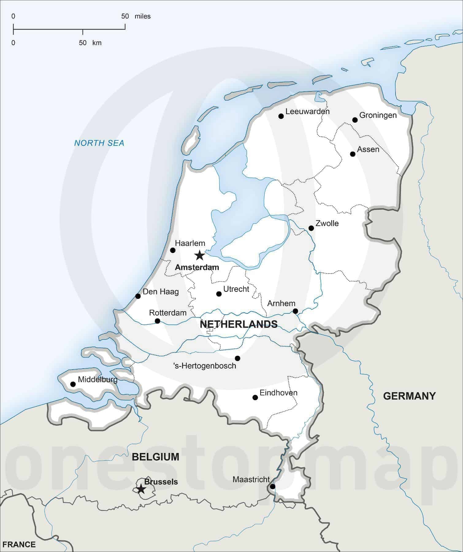 Vector Map Of Netherlands Political One Stop Map