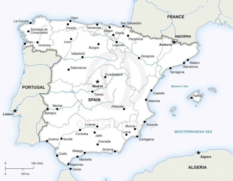 Vector Map Of Spain Political One Stop Map