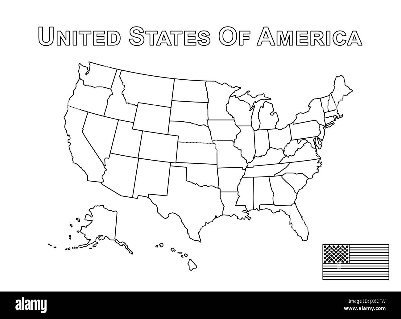 Vector Of USA Map And American Flag Outline Style Stock Vector Image Art Alamy
