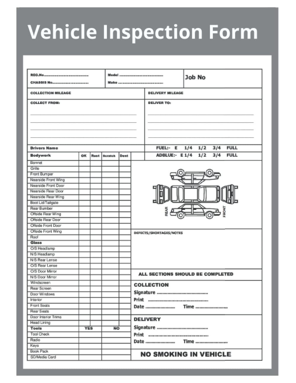 Vehicle Inspection Worksheets 100 Sheets 8 5 X 11 Inchs Detailed Driver s Vehicle Inspection Report Repair Estimating Sheets Vehicle Inspection Book Vehicle s Daily Inspection Checklist Inspection Ltd Vehicle 9798407943723 Amazon 
