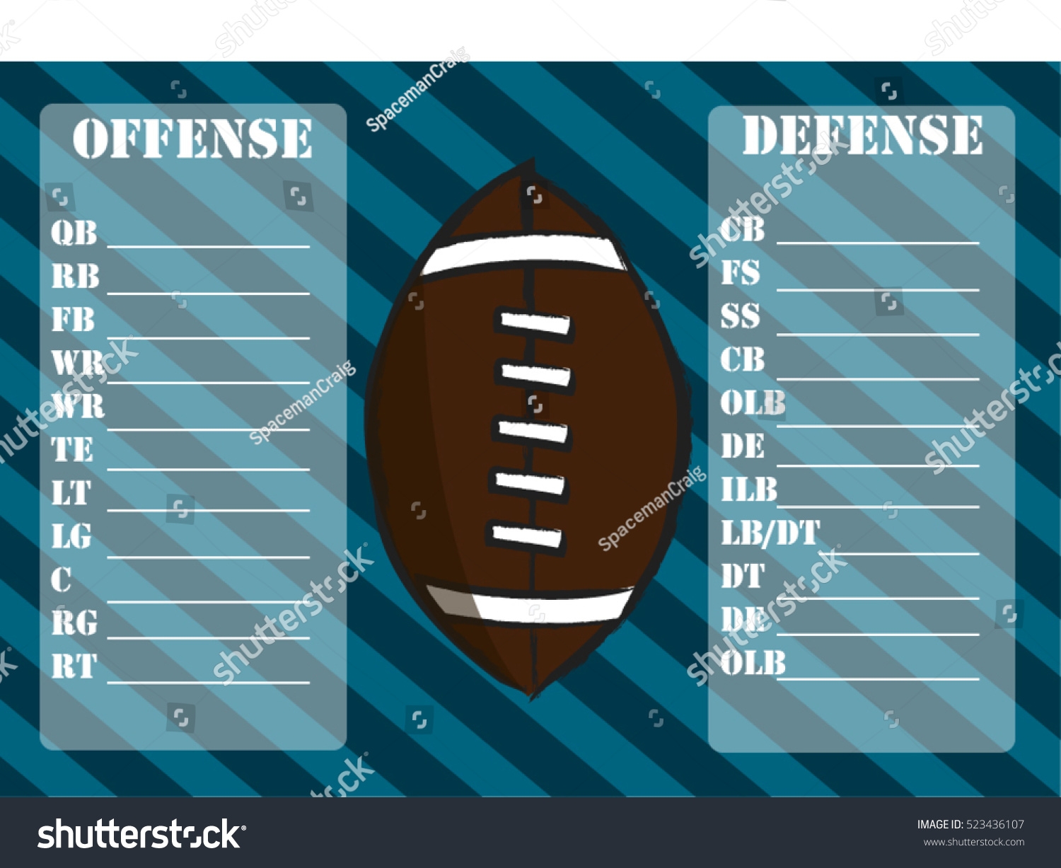 Vektor Stok American Football Roster Depth Chart Suitable Tanpa Royalti 523436107 Shutterstock