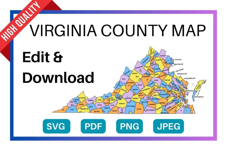 Virginia County Map Editable U0026 Printable State County Maps