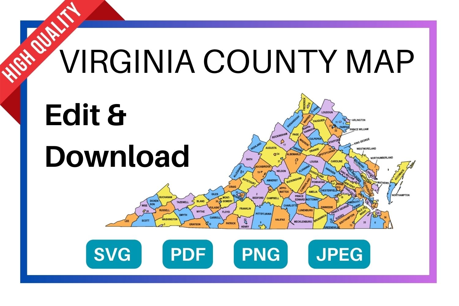 Virginia County Map Editable U0026 Printable State County Maps