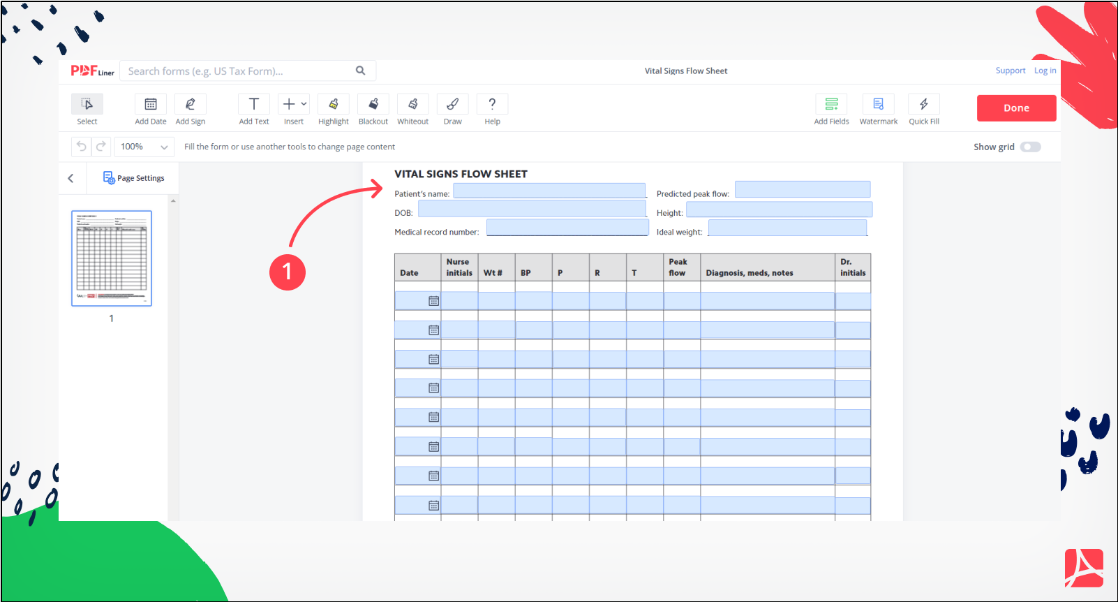 Printable Vital Signs Sheet Nursing