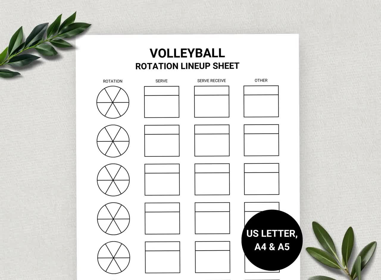 Volleyball Rotation Lineup Sheet Volleyball Coach Game Day Sports Printable Lineup Sheet Volleyball Formation US Letter A4 A5 Etsy