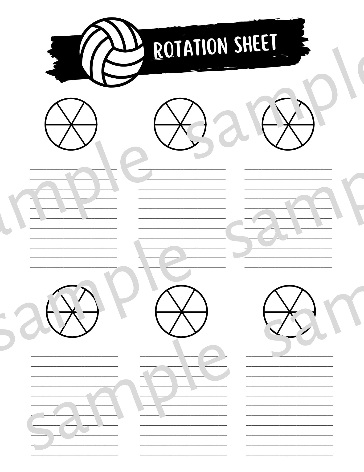 Volleyball Rotation Sheet For Coaches 8 5x11 Digital Download set Of 3 Etsy