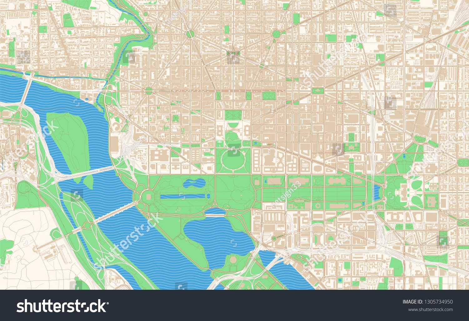 Washington Dc Printable Map Excerpt This Stock Vector Royalty 