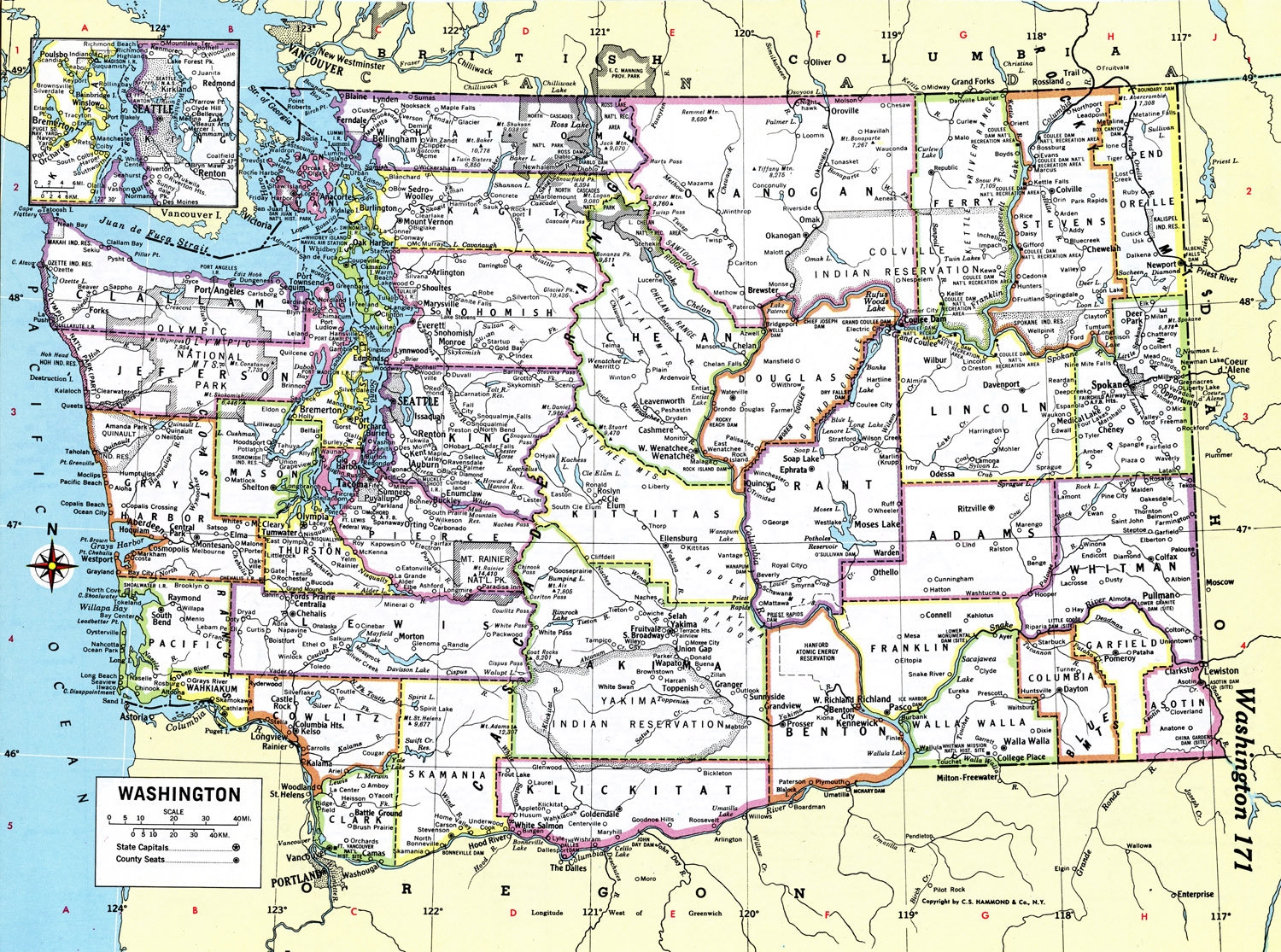 Washington Map Instant Download Printable Map Digital Download Worksheets Library