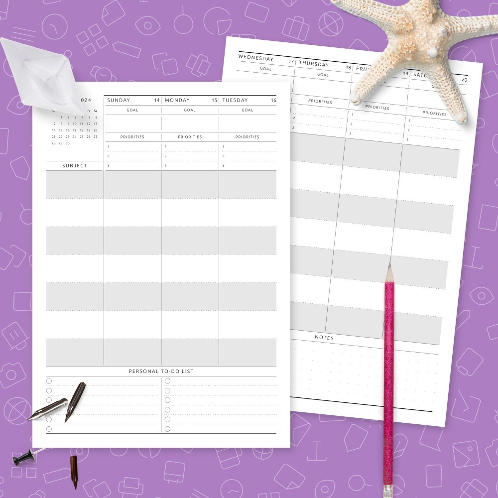 Week Lesson Plan With Calendar Template Printable PDF