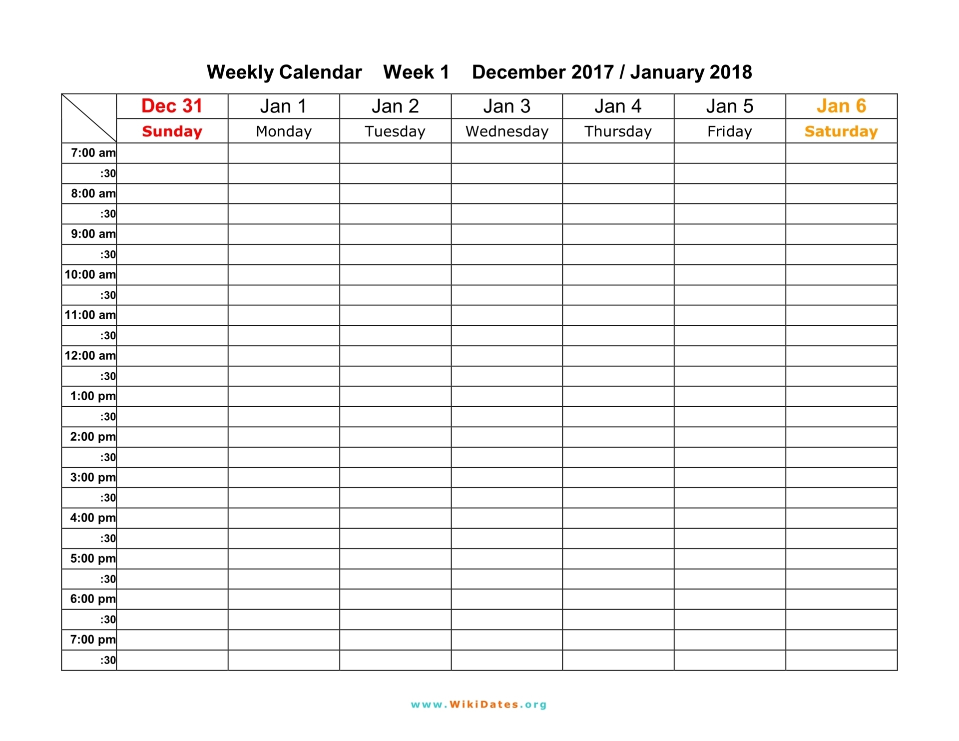 Weekly Calendar Download Weekly Calendar 2017 And 2018 WikiDates