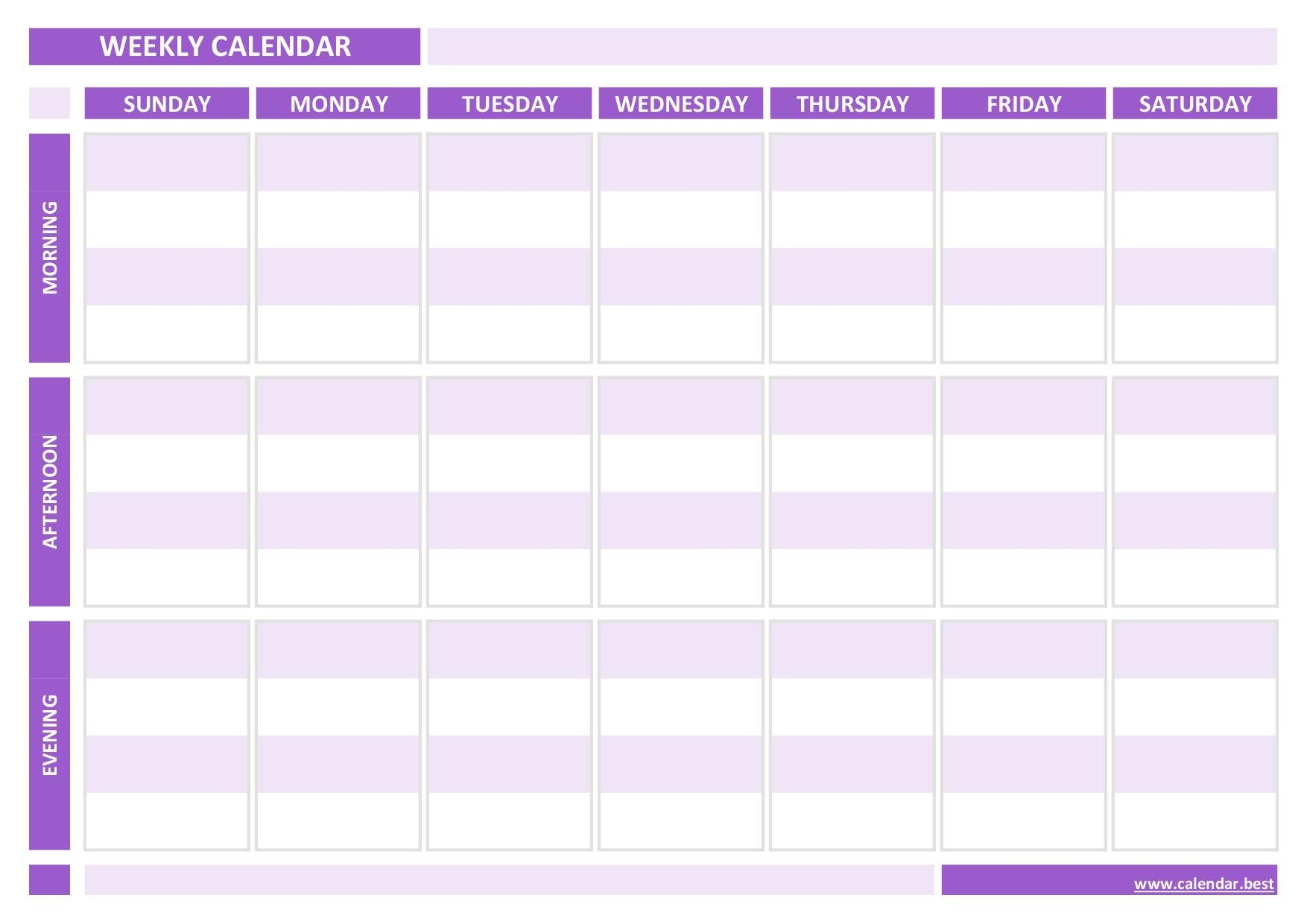 Weekly Calendar Weekly Schedule Calendar best