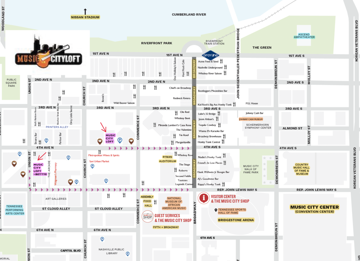 Printable Map Of Downtown Nashville Bars