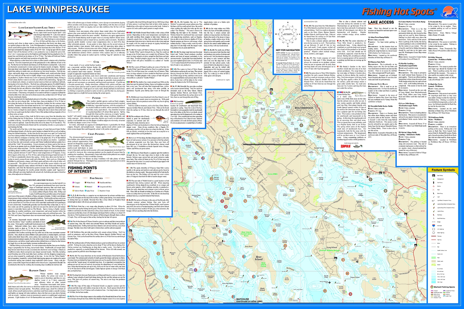 Winnipesaukee Fishing Map Lake