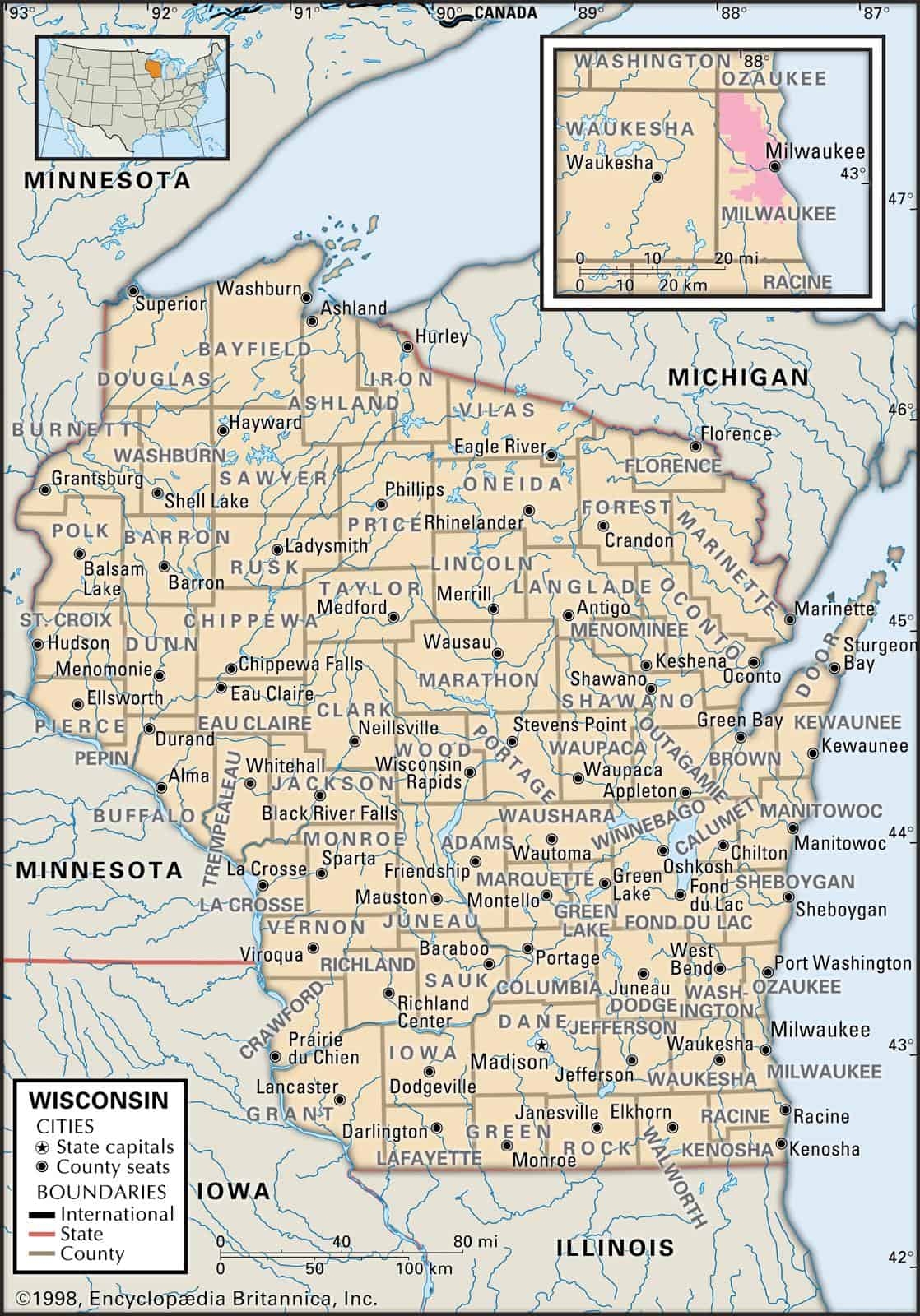 Wisconsin County Maps Interactive History U0026 Complete List