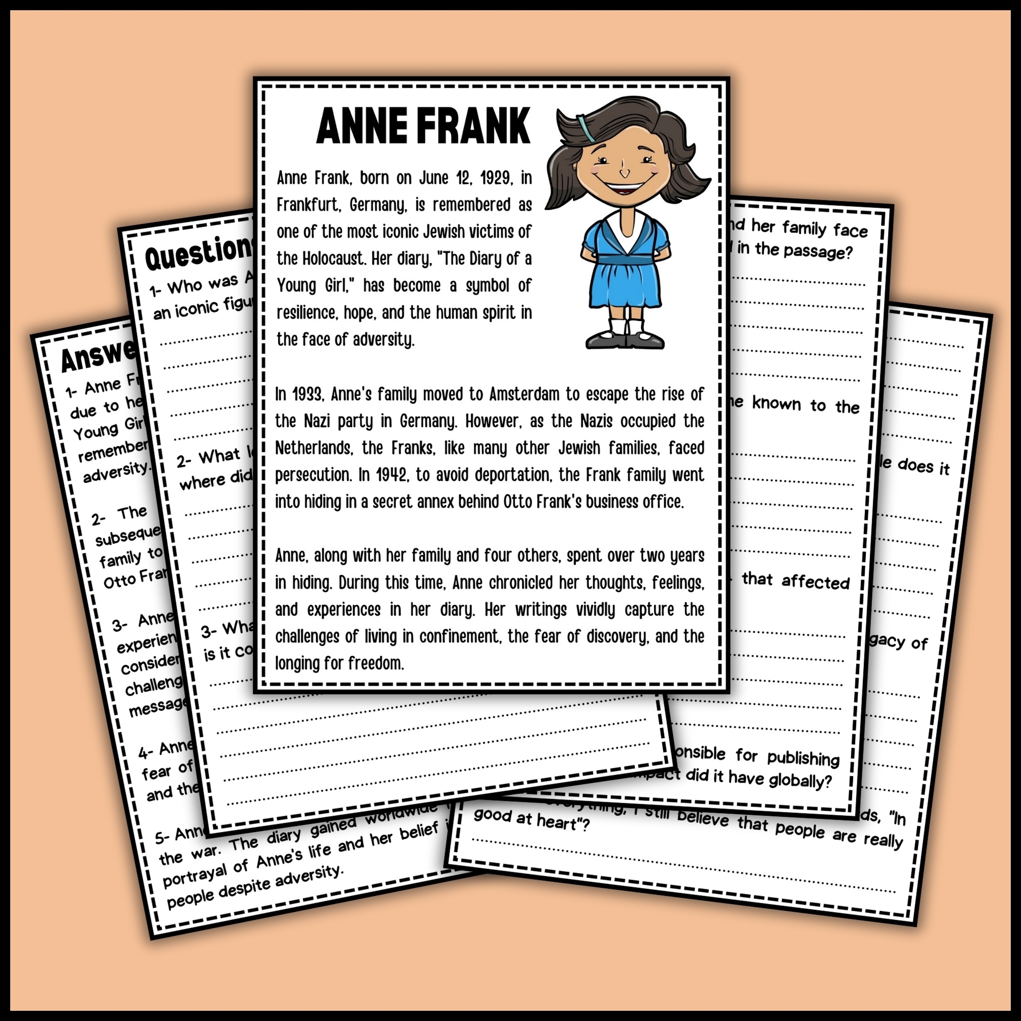 Anne Frank Free Printable Worksheets