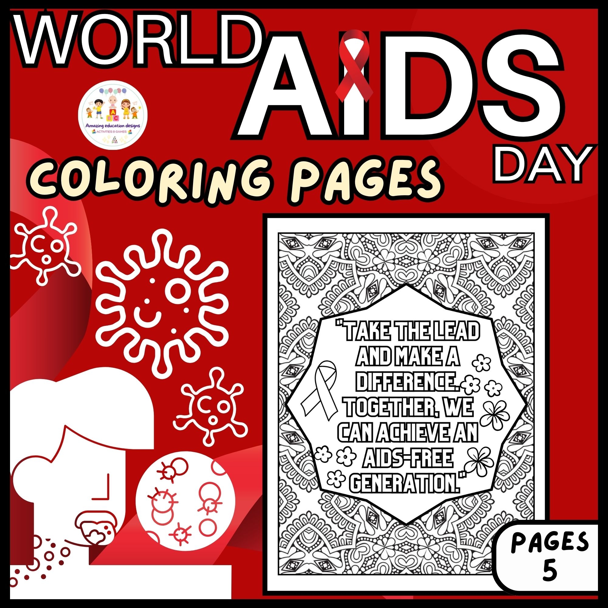 World AIDS Day Coloring Pages Activities Worksheets Made By Teachers