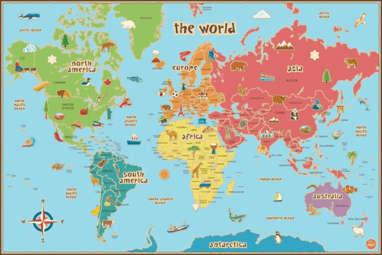 World Map Kids Printable Worksheets Library