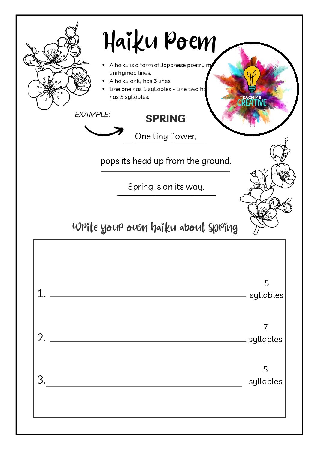 Writing A Haiku Poem Teacha Worksheets Library