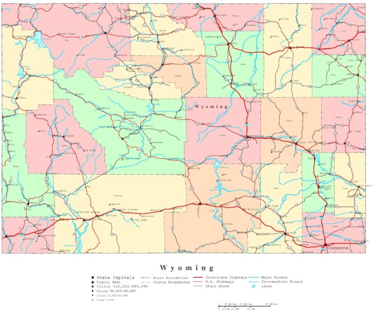 Wyoming Printable Map