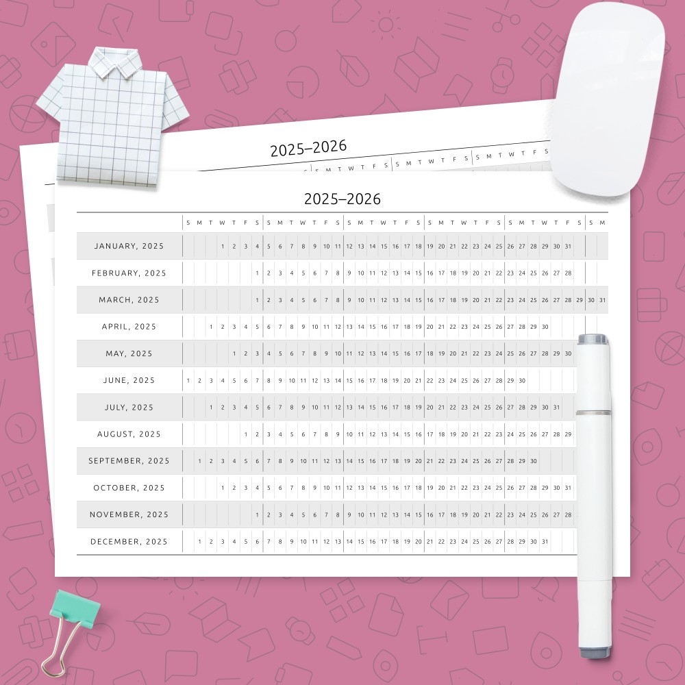 Linear Calendar Printable