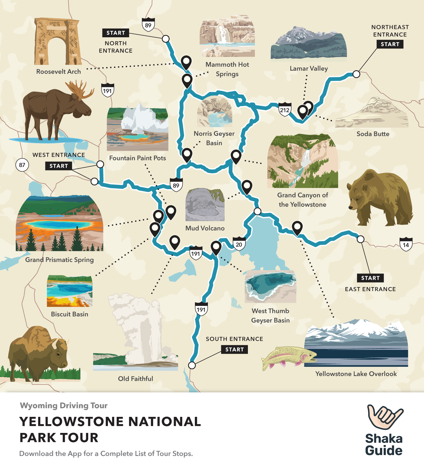 Printable Map Of Yellowstone Attractions