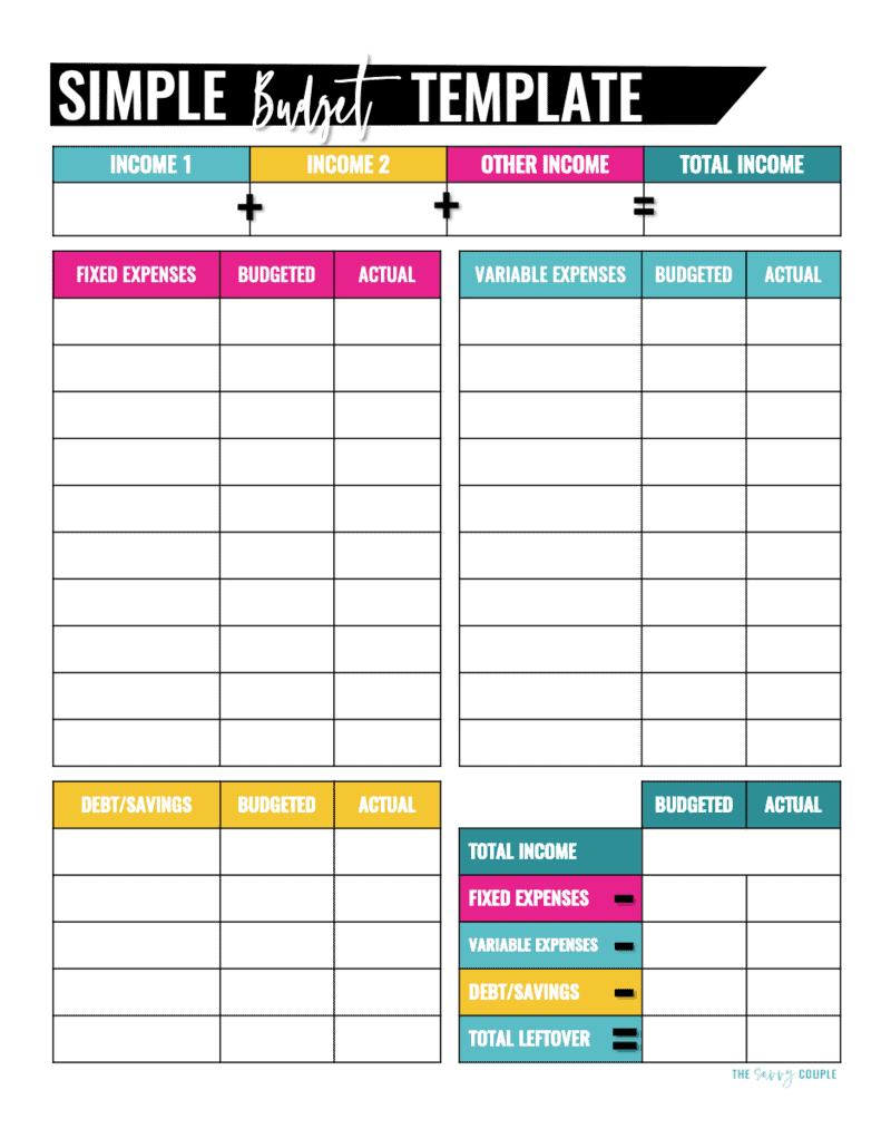 Printable Personal Budget Sheet