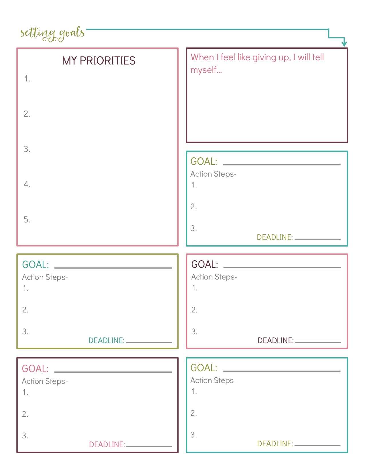 Pdf Printable Goal Sheets Pdf Printable Goal Sheets