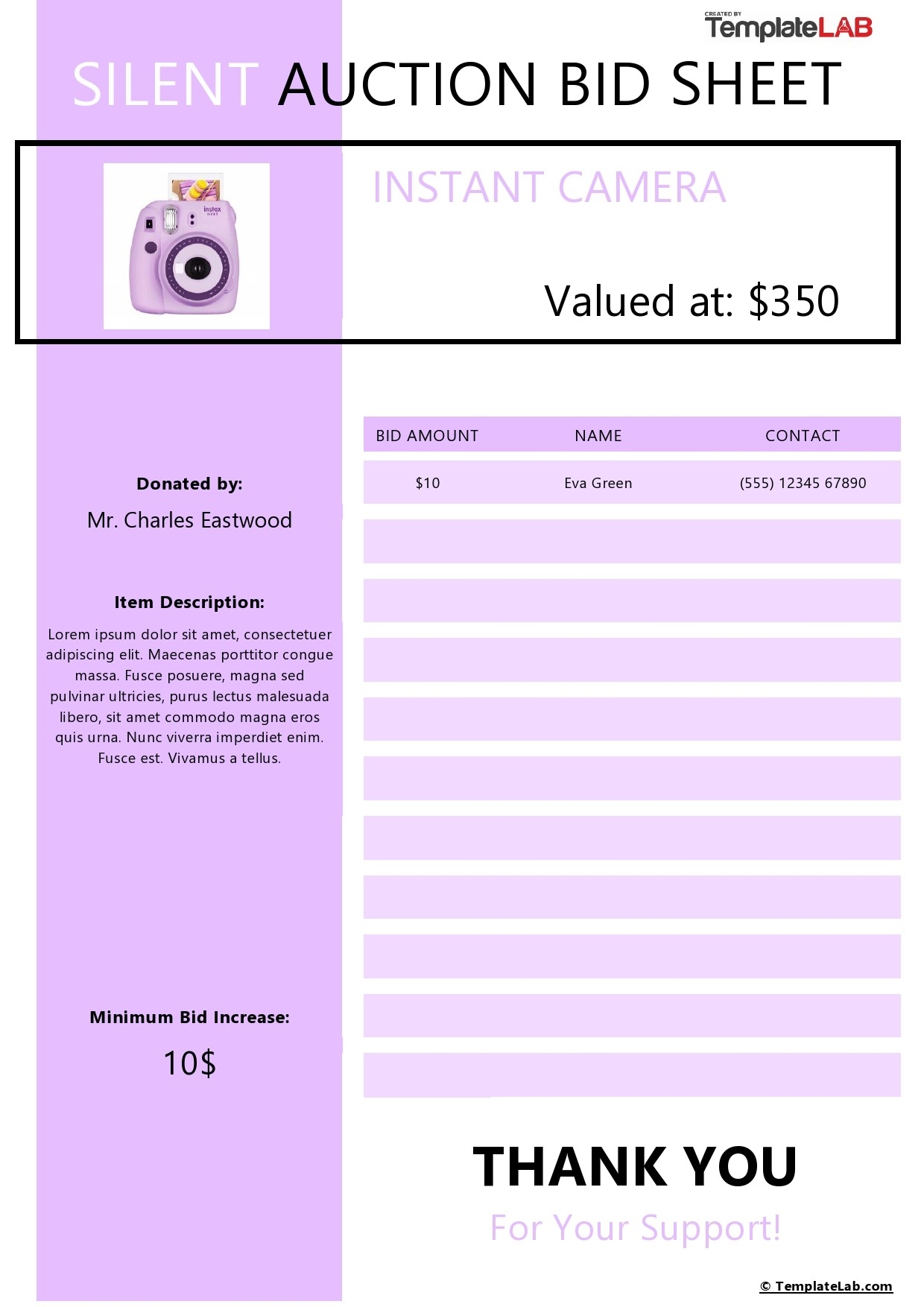 12 Best Silent Auction Bid Sheet Templates Word PDF Excel 12 Best Silent Auction Bid Sheet Templates Word PDF Excel