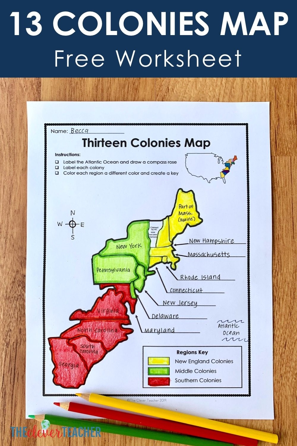 13 Colonies Free Map Worksheet And Lesson For Students 13 Colonies Free Map Worksheet And Lesson For Students