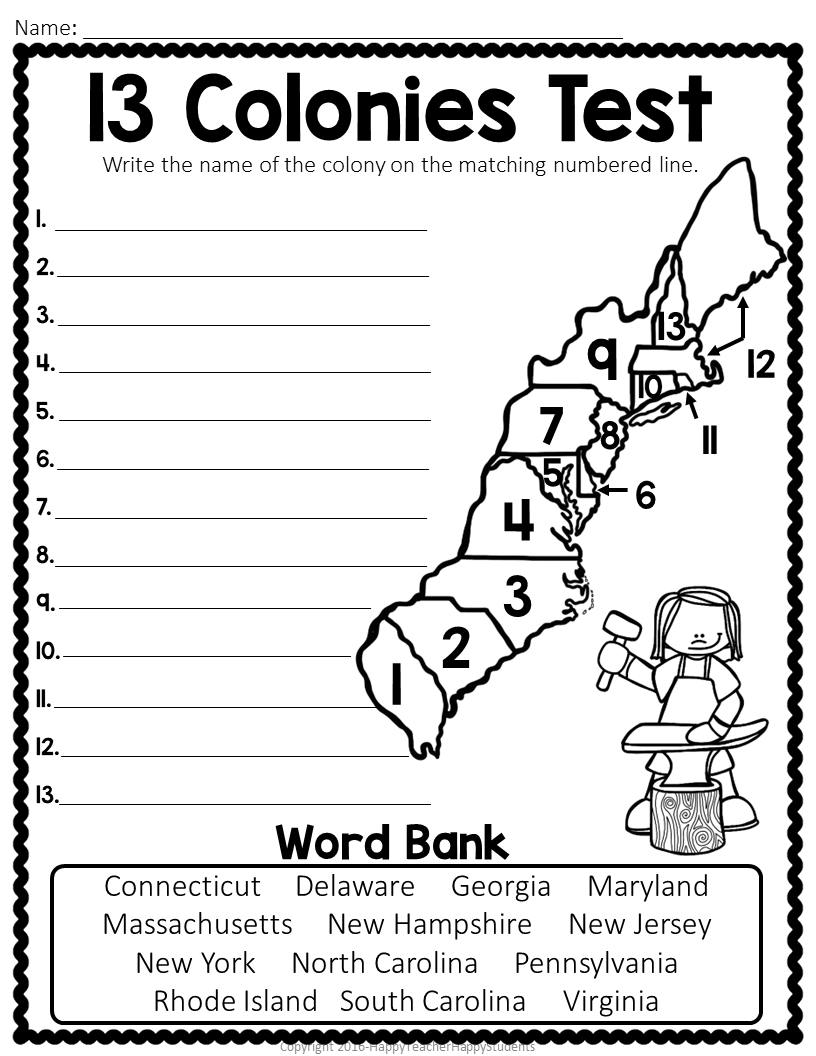 13 Colonies Blank Map Free Printable