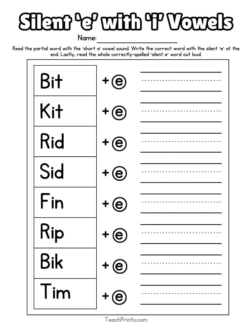 Free Printable Magic E Worksheets