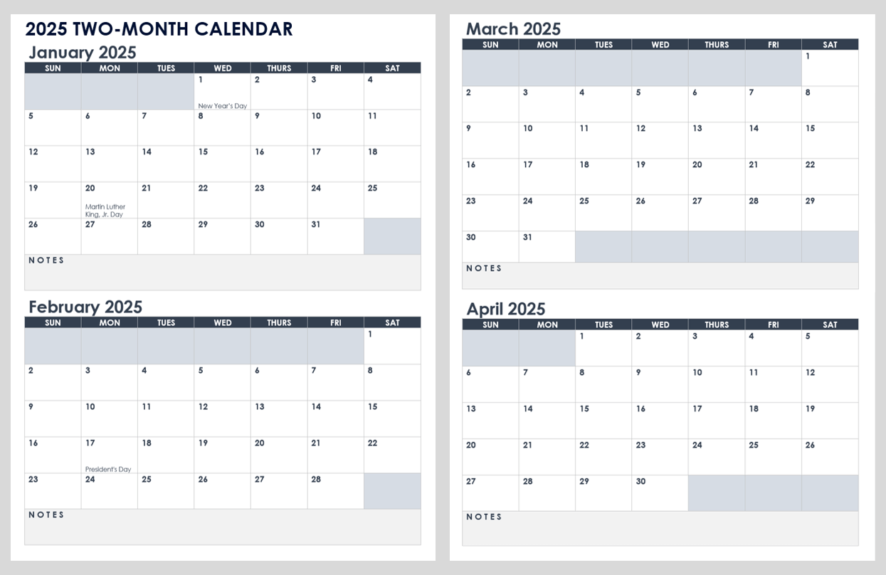 Printable Monthly Calendar Sheets