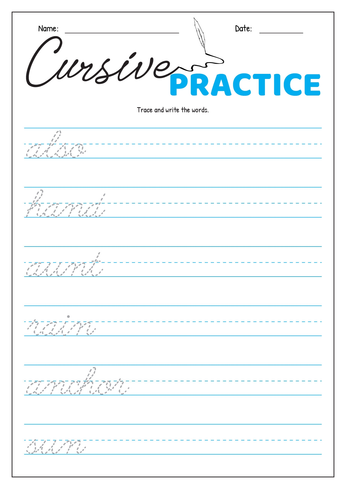 Cursive Handwriting Worksheets Printable
